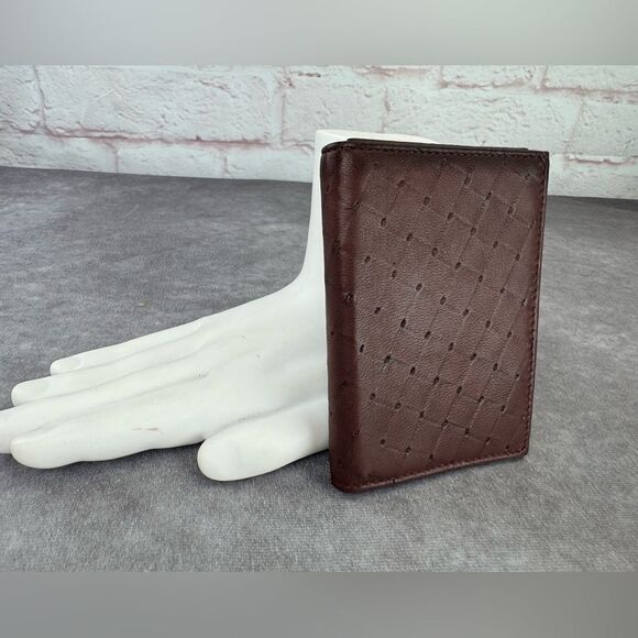 Pierre Cardin Mens Brown Perforated Leather Trifold Wallet - Picture 1 of 6